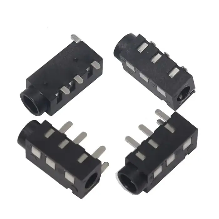 【100-30PCS】3.5 MM Audio Jack Connector Through Holes PCB Horizontal 4 Contact 4 Conductor Right Angle