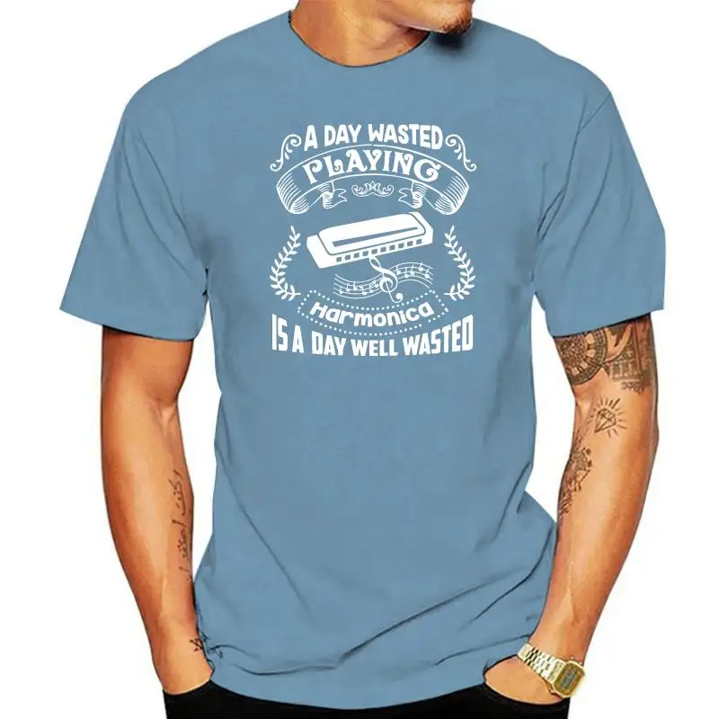 Men t shirt A Day Wasted Playing Harmonica Shirt Women t shirt