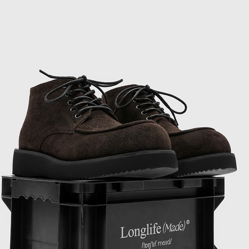 Commuting Couple Boots High-end Texture Frosted Big Head Retro Casual High Cut Thick Soled Derby Shoes