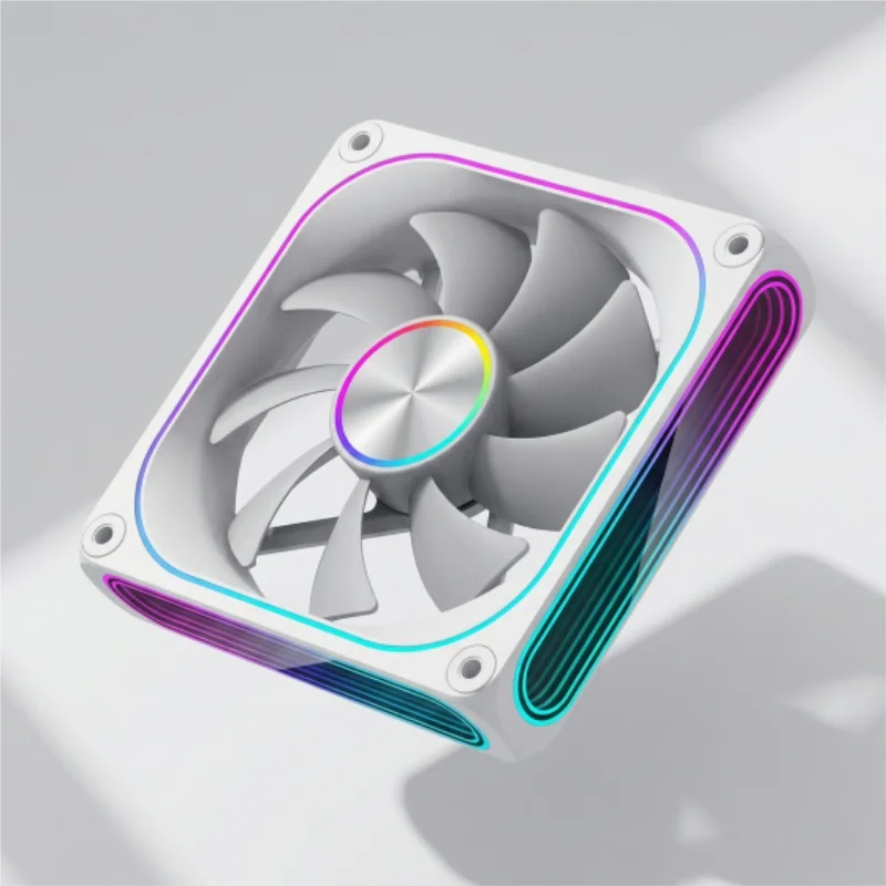 12cm Mirror Moon Computer Case Fan Triple Sided God Light Synchronized PWM Silent High Performance Cooling Fan for PC Host - view 3