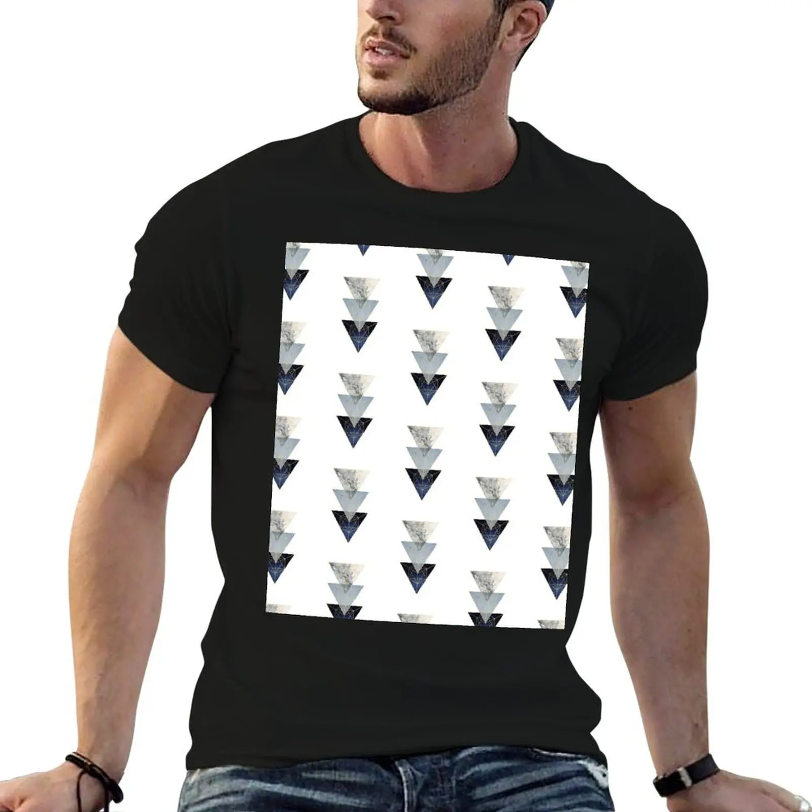 Navy and Gold 3 Triangles T-Shirt Breathable Sportswear T-Shirt for Men