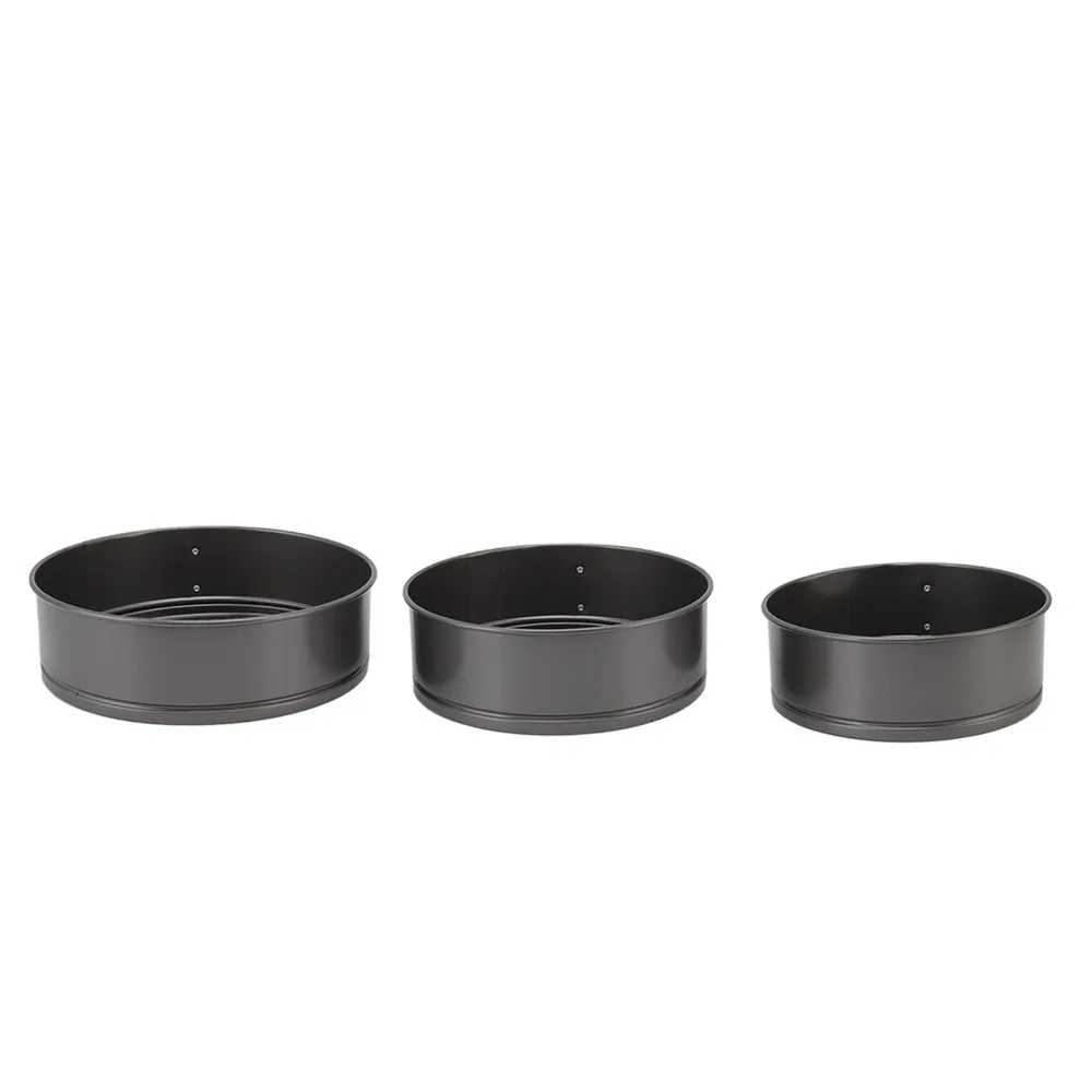 3pcs Carbon Steel Cake Pan Set Non-Stick Removable Bottom Springform Pan Set Round Shape Nonstick Surface Cheesecake Pan Set