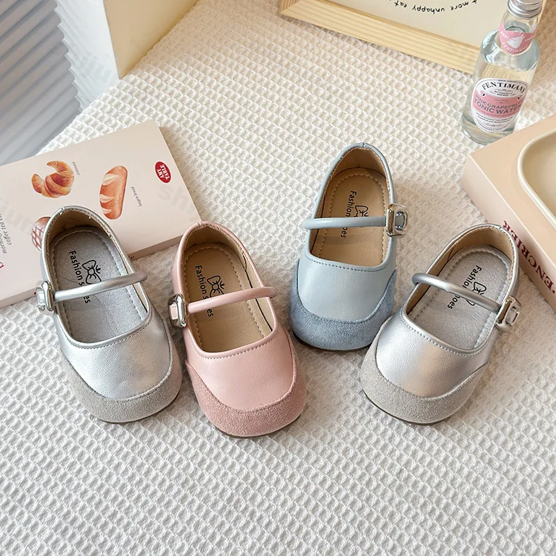 

Girls' Casual Princess Mary Jane 2025 Spring Children's Fashion Concise Color Blocked Lightweight Single Shoes Comfortable Flats