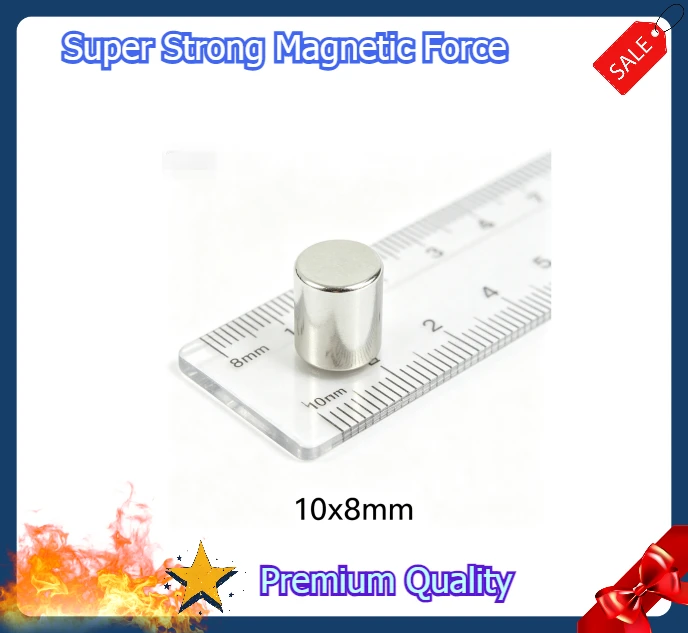 Powerful NdFeB Magnet 10x8mm Round Disc Super Strong Neodymium Magnet For Leather Bags Gift Box Packaging Closure