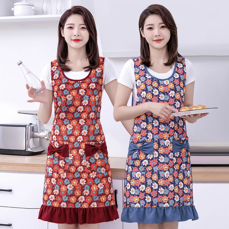 Small, fresh, fashionable lace apron, home kitchen, shoulder style, thick cotton fabric, Korean version