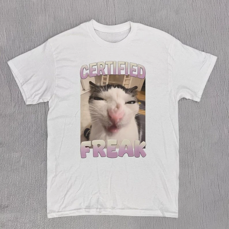 Kaos Retro Lucu Motif Emoji Kucing Unik, Kaos Kucing Retro Cuci Lama, Hadiah untuk Pecinta Kucing, Kaos Lengan Pendek Remaja Lucu