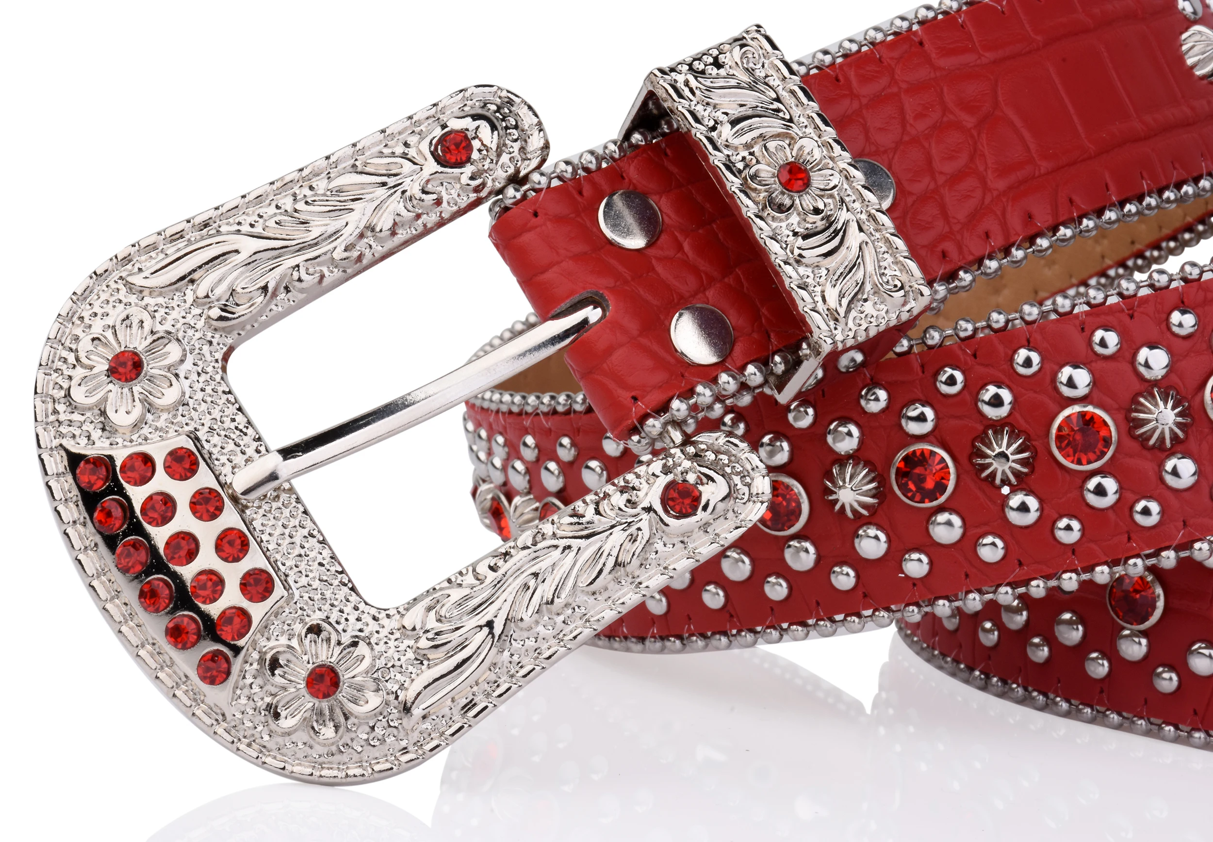 Punk Rock Damengürtel Luxus Strass glänzender Knopf PU verziert Y2K Gürtel Retro Herren Jeansgürtel – Detail 15