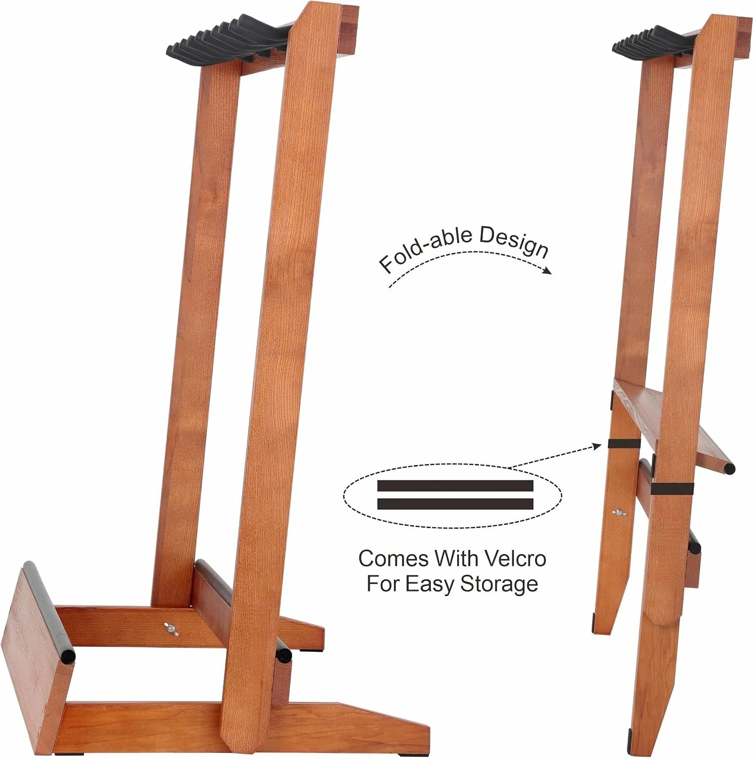 5 Holder Wooden Multiple Guitar Stand Floor Storage Rack For Acoustic Electric Bass Guitars Cello And Cases Natural German Ash Wood Display Organizer Brown 1 Pack view 4