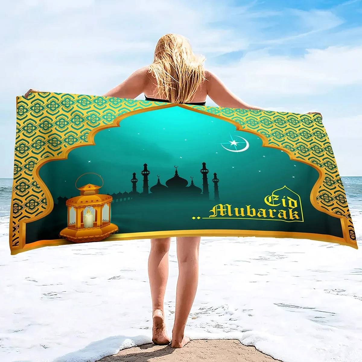 Beautiful Ramadan Festival Print Beach Towel Seaside Resort Adult Surf Blanket Soft Absorbent Quick Dry Pool Towels Picnic Mat