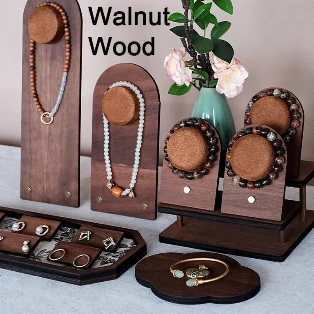 

Fashion Walnut Wood Bracelet Tray Organizer Storage Case Bracelet Display Rack Necklace Ornaments Jewelry Display Stand Women