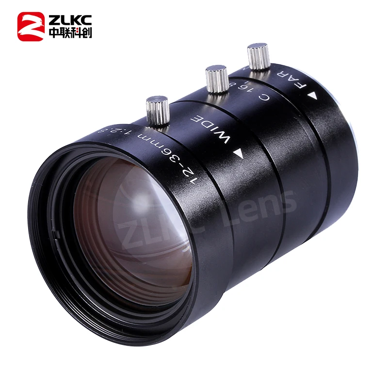 ZLKC 12-36mm Varifocal Lens 3.0Megapixel C Mount Zoom 2/3 Inch FA Machine Vision CCTV F1.4 Manual Iris Lenses 3MP Low Distortion