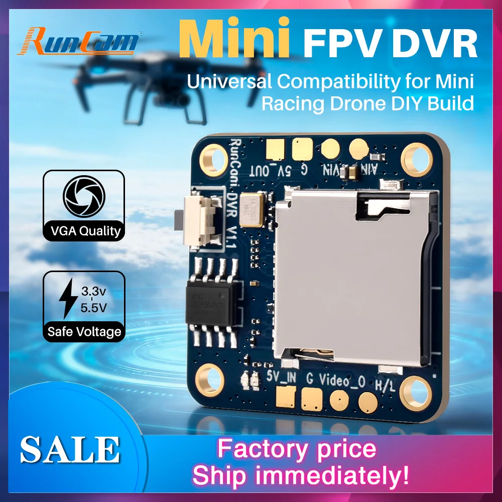 RunCam Mini FPV DVR DC3.3-5.5V Resolution VGA@640x480 MAX 32G Micro SD Card Small Size Designed For Mini FPV Racing Drone