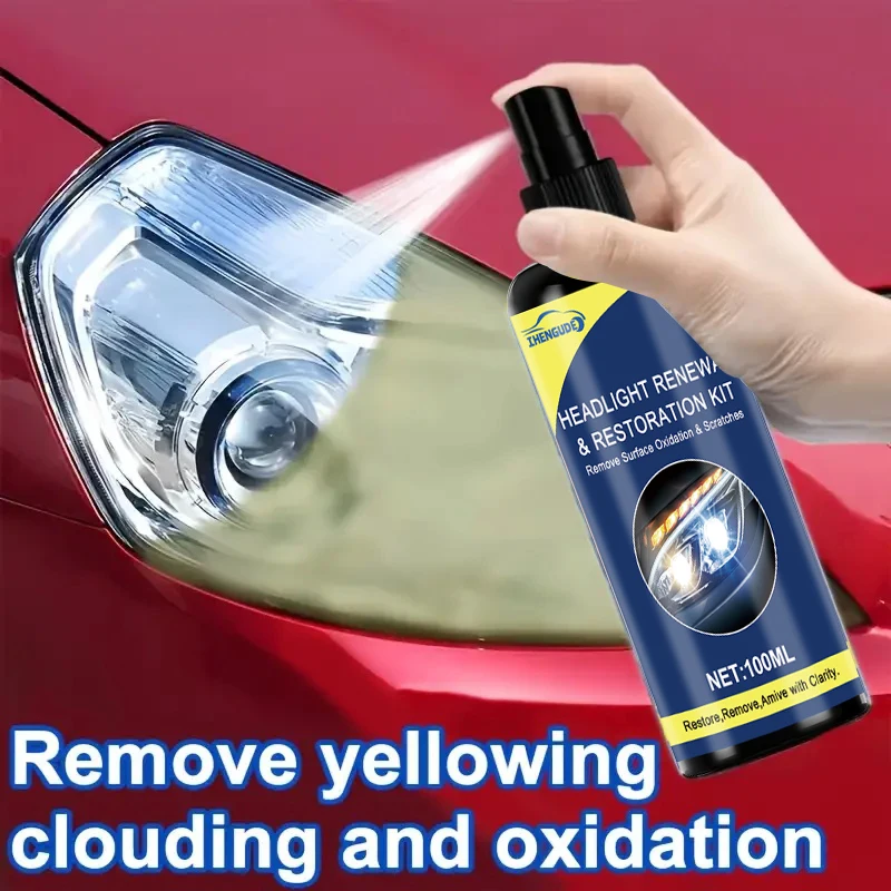 100ml Ceramic Headlight Restoration Spray, Premium Car Headlight Repair Tool - Removes Yellowing and Oxidation, Restores Clarity, Long-Lasting Light-Coating Protection Spray