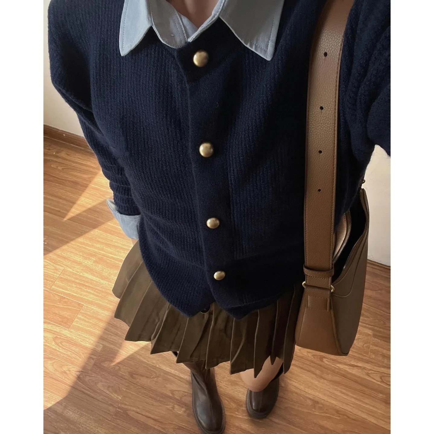 

Korean Sle Women's Knitted f Skirt Set with Single Button Sweater Anti-Aging Versatile Spring Autumn Winter Faion