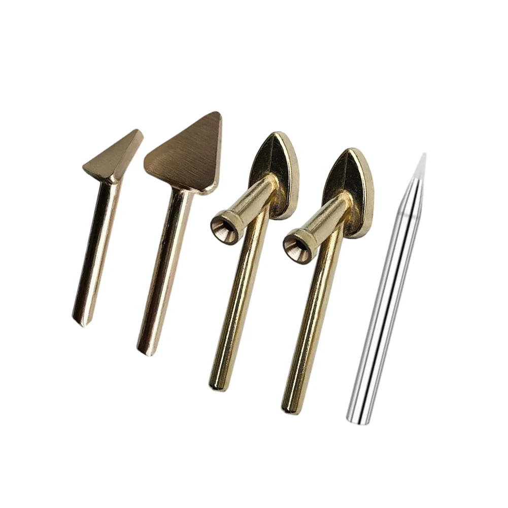 Plastic Welding Replacement Tips Set 5PCS Triangular Pure Copper Heads for 0.22inch 5.6mm Diameter Welding Tools