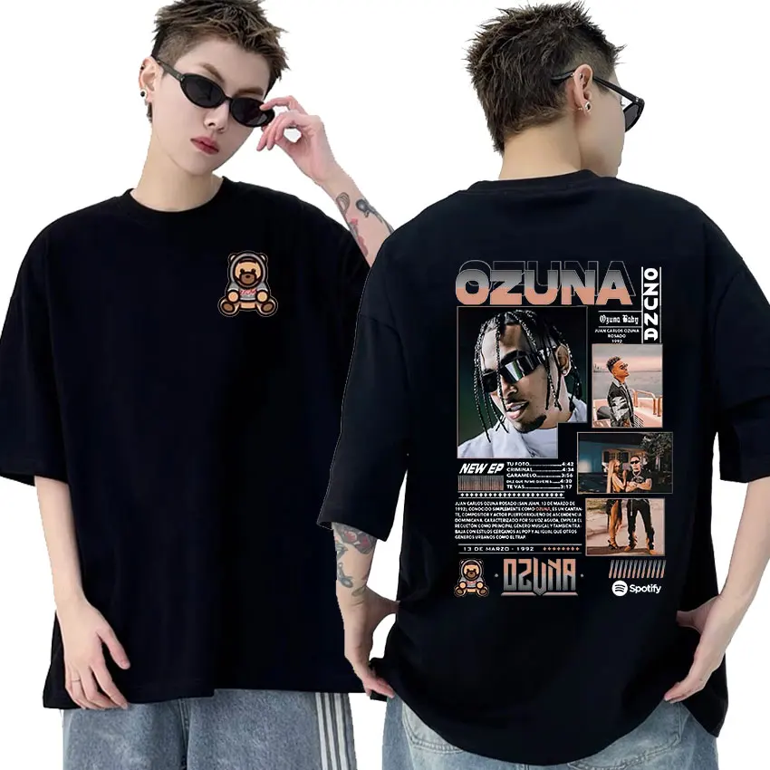 Rapper Ozuna Tour 2024 Graphic T Shirt Men Hip Hop High Quality Fashion T-shirt Unisex Retro Oversized Cotton Tshirts Streetwear