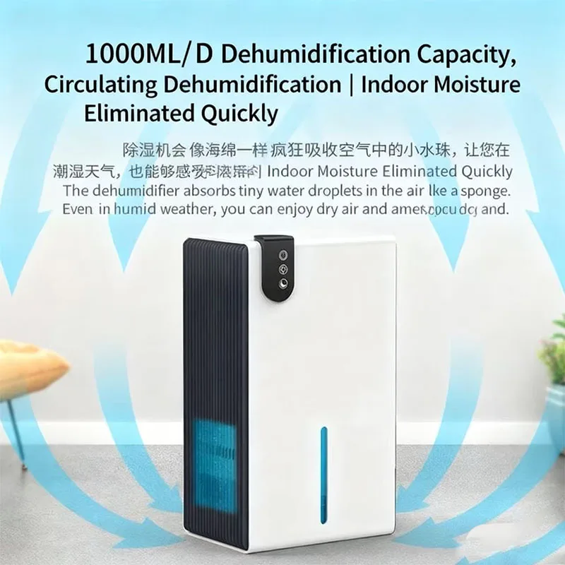2800ML Large Capacity Dehumidifier with Defrost 2In1 Air Purifier Professional Moisture Absorbers Air Dryer for Home Office Room