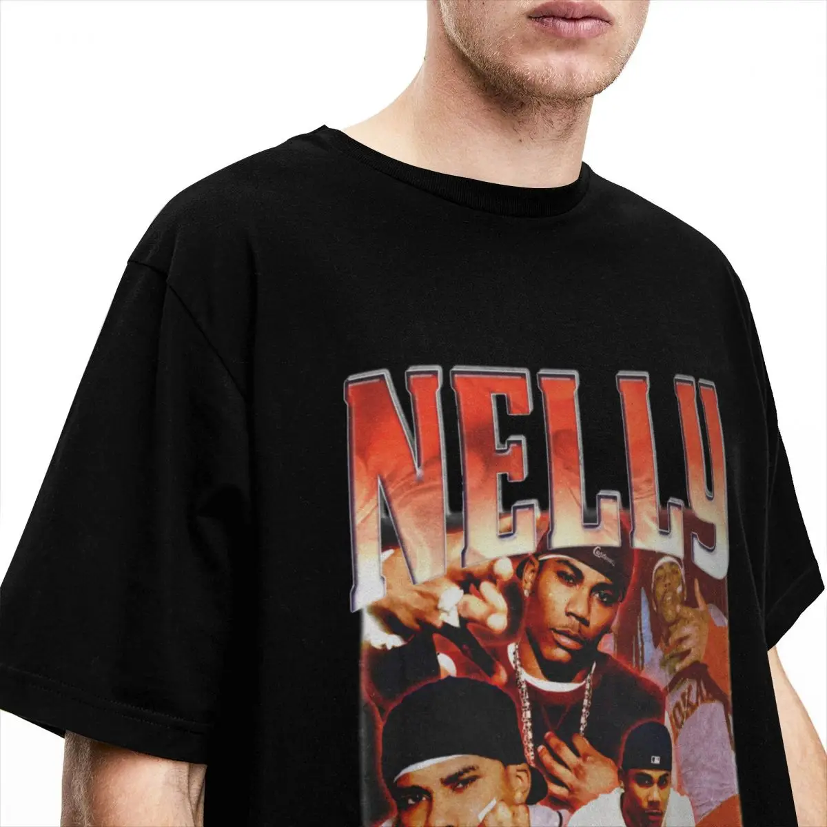 Rapper Nelly 90s Vintage Hip Hop for Men Women T Shirts Merch Vintage Tee Shirt Round Neck T-Shirts 100% Cotton Printed Clothing