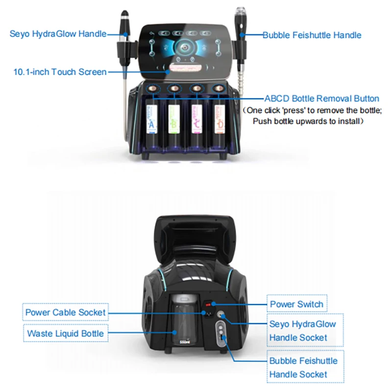 NUEVO 360 °   Espiral al vacío limpieza de profundidad Super burbuja hidrodermoabrasión cuidado de la piel Facial Lifting Aqua Peeling máquina Facial