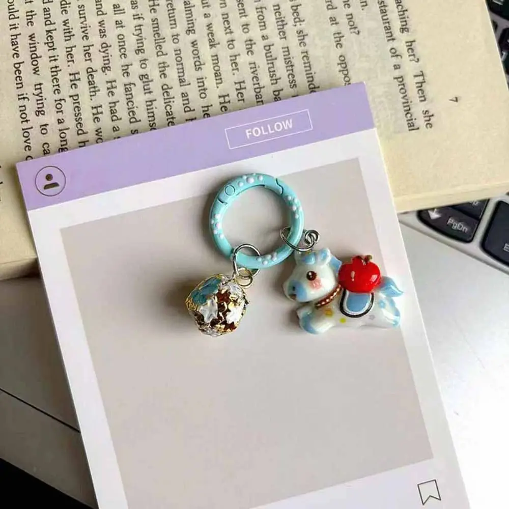 Cute Horse Year Keychain Chinese Style Traditional Cartoon Horse Bag Pendant New Year Gift Little God of Wealth New Year Keyring