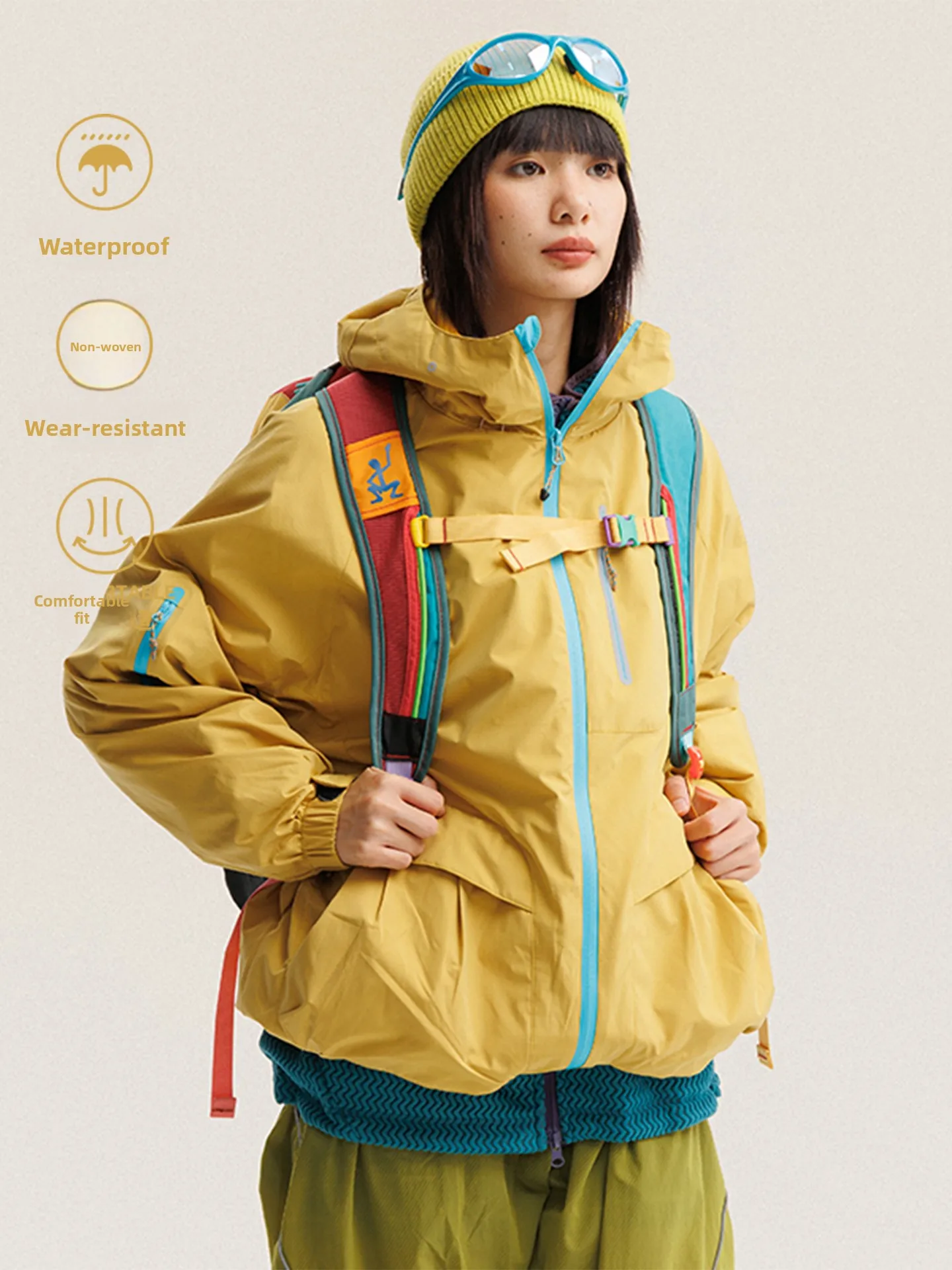 

Мужская уличная куртка свободного кроя с флисовой подкладкой, ветрозащитная, с покрытием, с капюшоном, молодежная, модная, из полиэфирного волокна, весенне-осенняя