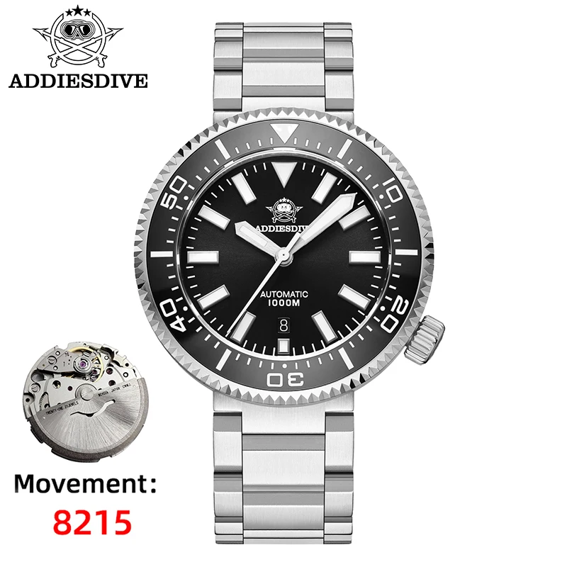 

ADDIESDIVE Sapphire Automatic Mechanical Watch Luminous 8215 Stainless Steel Waterproof Analog Watches Calendar Watch for Men