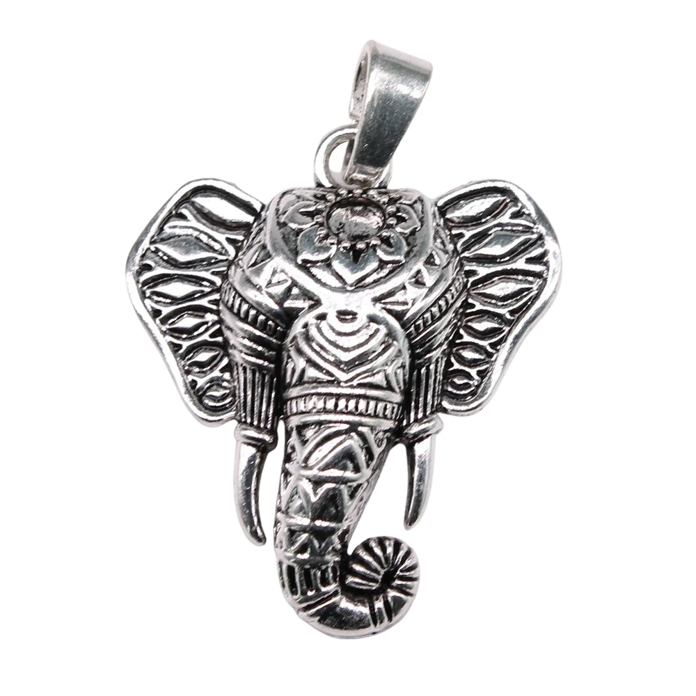 WYSIWYG 1pcs 55x47mm Lucky Elephant Pendants Charm Thai Elephant Charm Pendants Retro Thai Elephant Head Charm