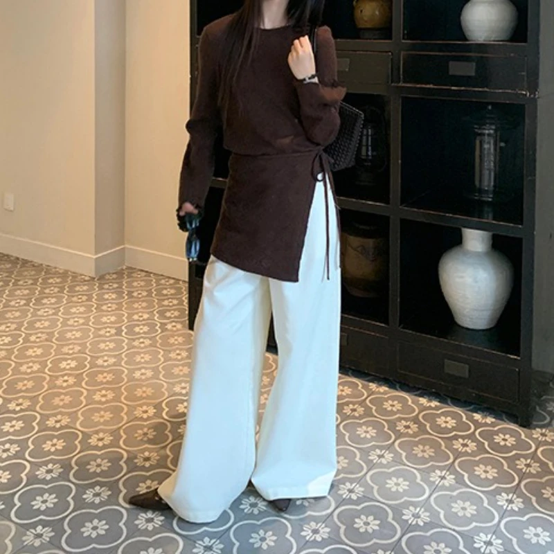 2025 Set di tende con gonna con lacci in maglione lavorato a maglia a maniche lunghe sottile leggero cavo di fascia alta con temperamento autunnale