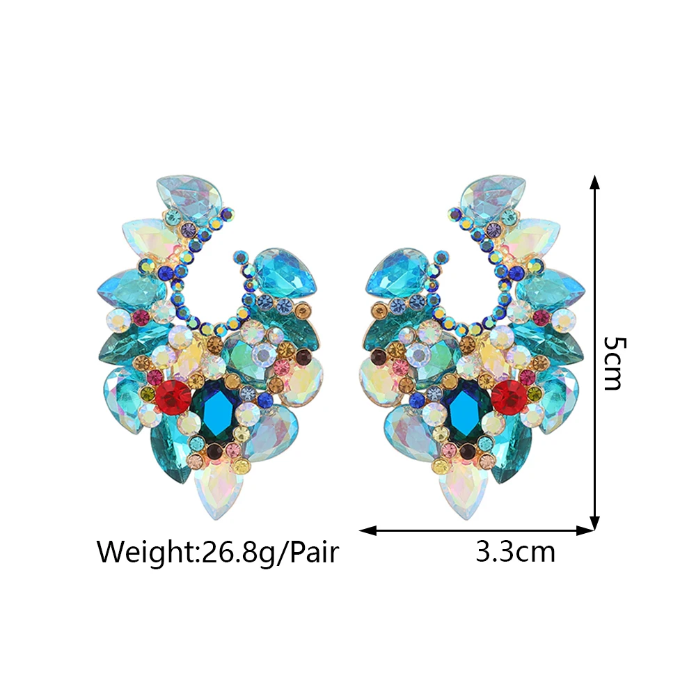 Elegant Cute Charm Shiny Colorful Glass Decor Wedding Party Jewelry Luxury Quality Ear Accessories Stud Earrings For Women Gift