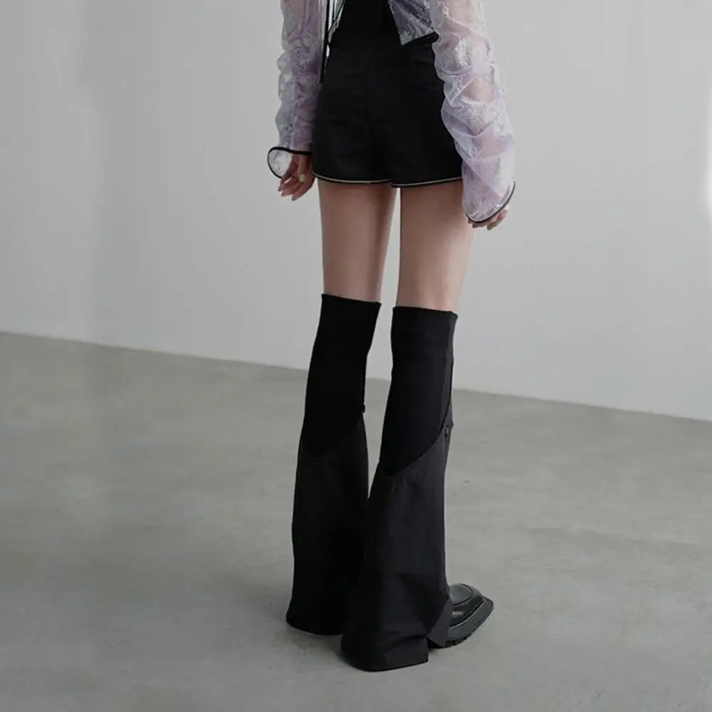 Elastic Patchwork Knee High Leg Warmers Locomotive Style Over-knee Bell-bottoms Socks Punk All Match Casual Foot Cover Women