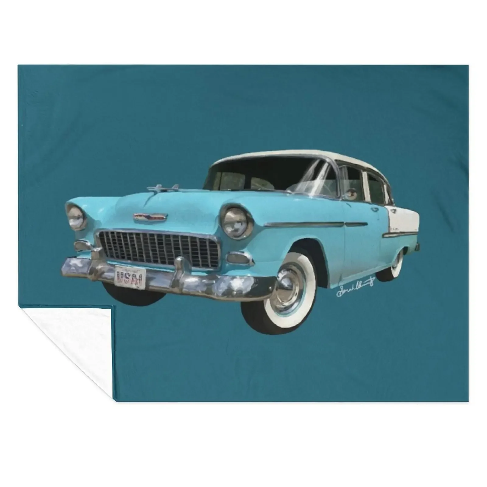

55 Chevy Bel Air Throw Blanket Soft Beds Flannel Fabric warm winter Sofas Blankets