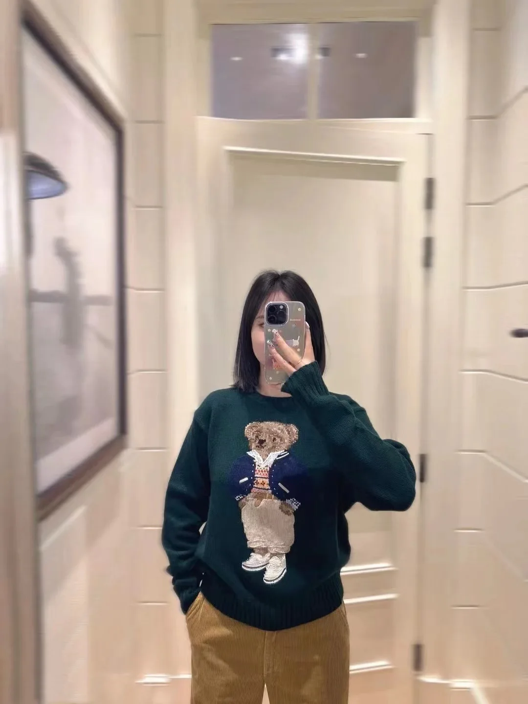 2025 New Bear Sweater Heavy embroidery cute animal Women Tops Round Neck Long Sleeves pullover Knitted Sweater For Women