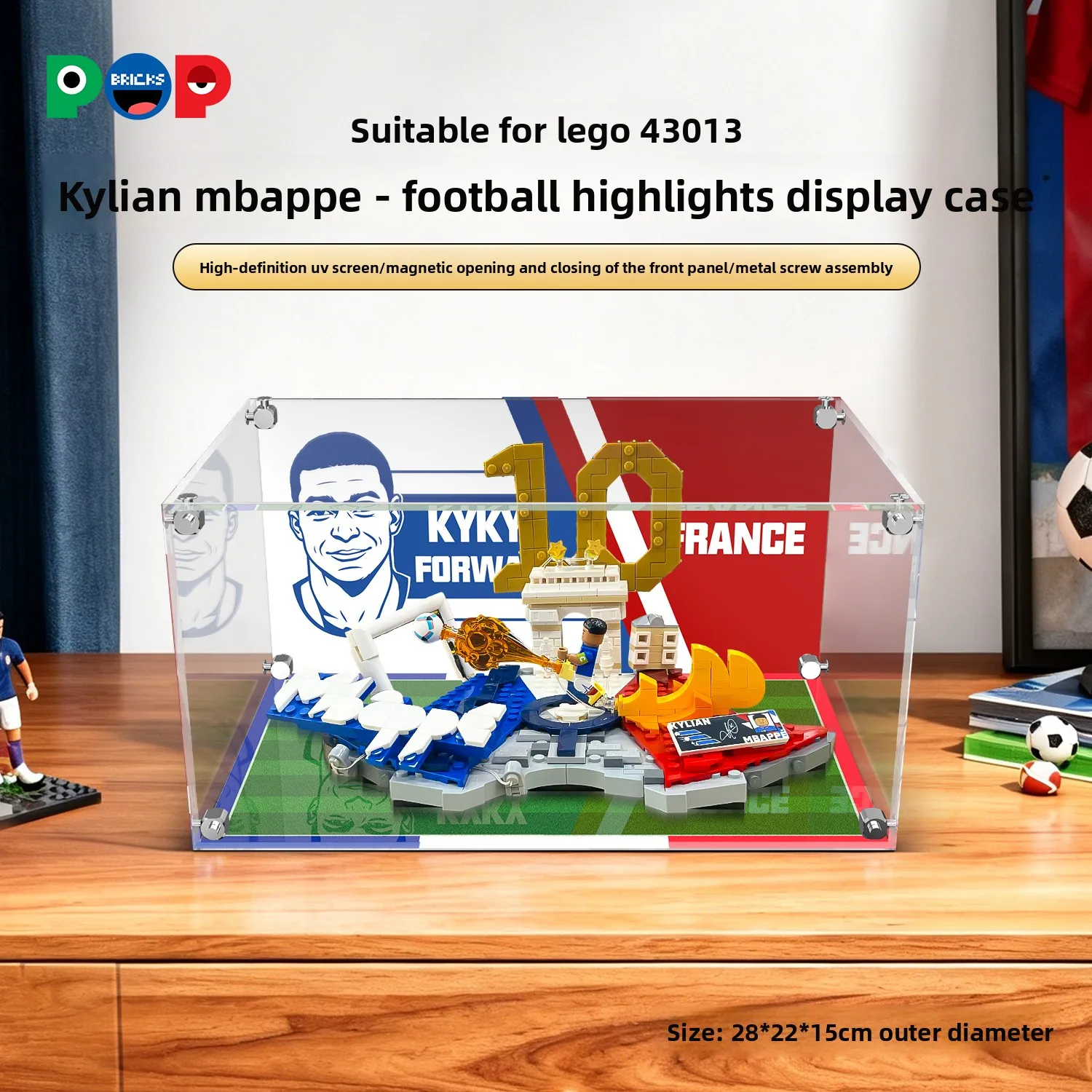 Suitable for LEGO 43011 Messi Classic Goal Instant Building Bricks Acrylic Display Box Transparent Dust Cover