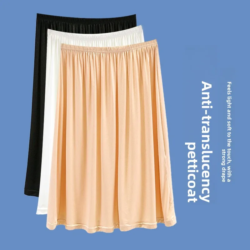 

Modal High Waist Midi Skirt Women's Summer Casual Se ort under Skirt plus Size A-Line Pure Color Versatile High Waist