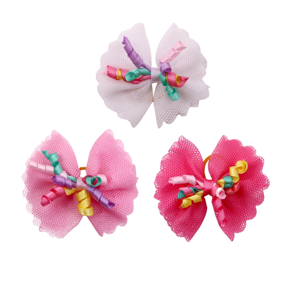 20PCS Cute Handmade Small Puppy Dog Hair Bows Pet Dog Hair Accessories Flower Bows Dog Grooming Bows for Small Dogs Pet Products