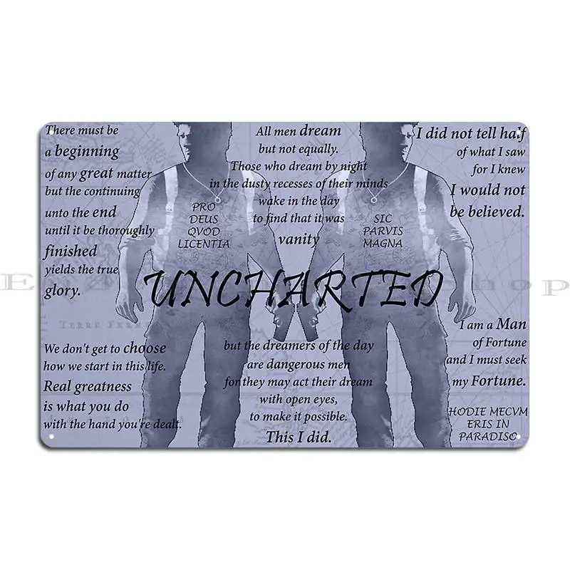 Uncharted Quote Compilation Metal Plaque Poster Create Party Club Design Club Kitchen Tin Sign Poster