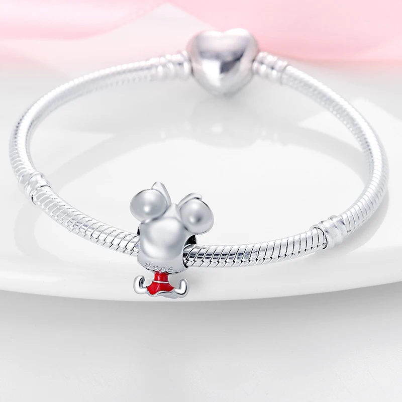 Disney Exquisite Minnie Charm Charm Beads Fits Pandora Original Bracelet For Women 925 Silver Pendant Bead Jewelry Hot Sale Gift