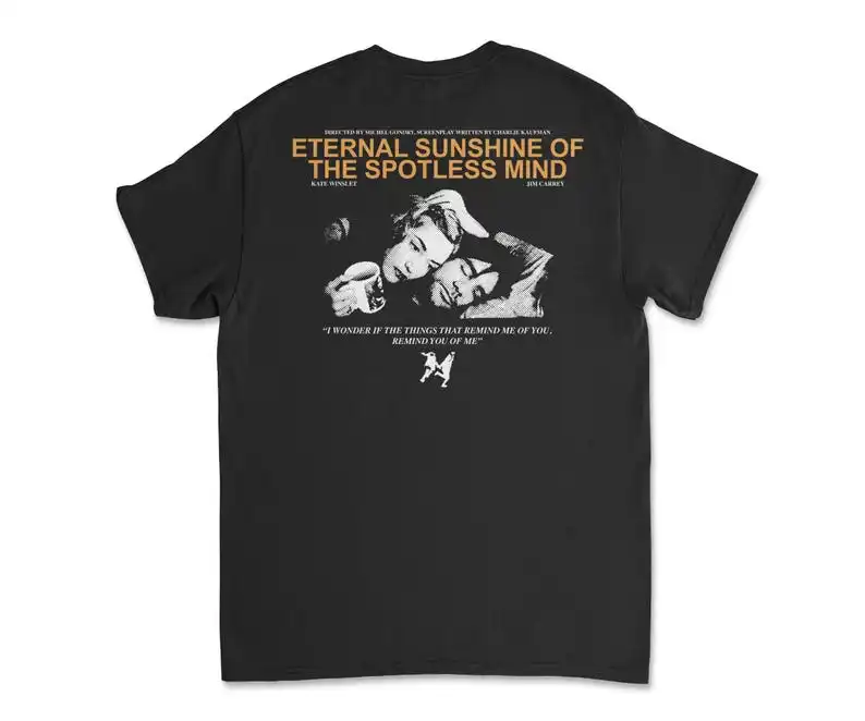 

Eternal Sunshine of the Spotless Mind Charlie Kaufman Black T-Shirt Tee Shirt Vintage Style Movie Y2K 2004 Film