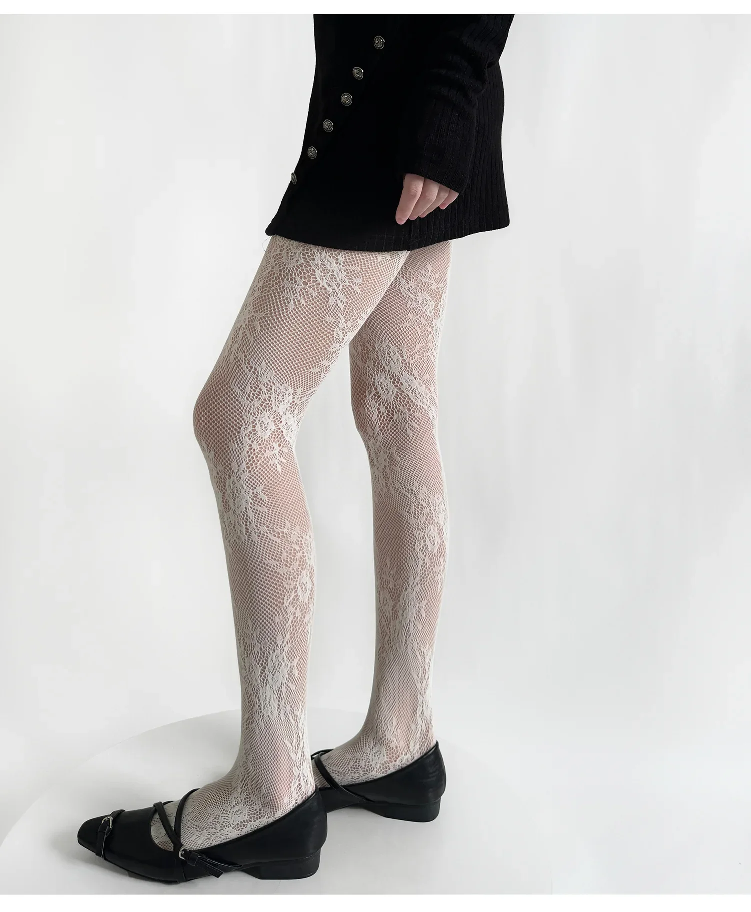 Sommer Damen Sexy Netz-Spitzen-Strümpfe mit Blumenmuster, Overknee-Strümpfe, Netzstrümpfe, Modische Retro-Blumen Mädchen Alltags-Strumpfhose – Detail 15