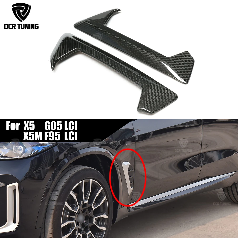 For 2023+ BMW X5 G05 X5M F95 LCI Real Carbon Fiber Fender trim Side Vent Grill Trim With logo Replacement 2023 2024