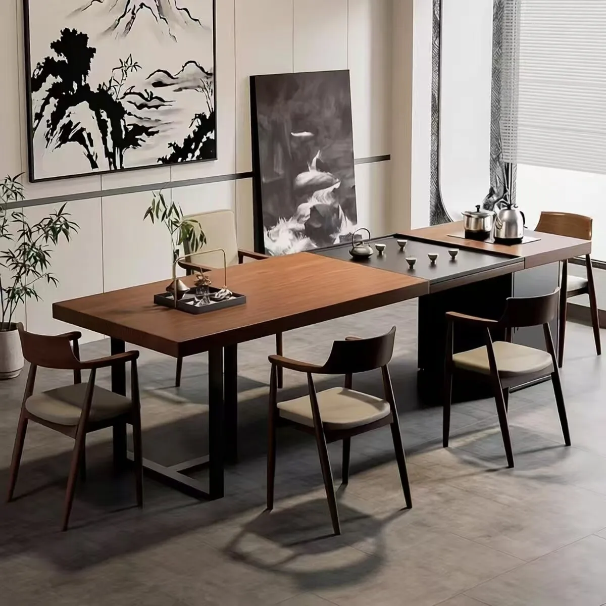 Reception tea table Boss's office tea table with tea tray and kettle integrated