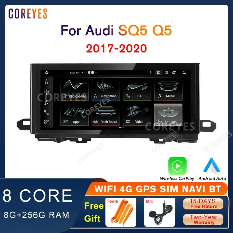 

COREYES 10.25'' Carplay Car Radio For Audi SQ5 Q5 2017-2020 LHD Android 12 Multimedia Player GPS Navigation 8+256G Head Unit BT