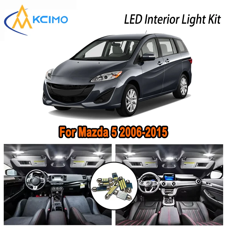 طقم داخلي LED عالي الجودة لمازدا 5 2006-2015 2010 2011 2012 2013 قسط خالية من الأخطاء قبة خريطة الجذع مصابيح السيارات #1