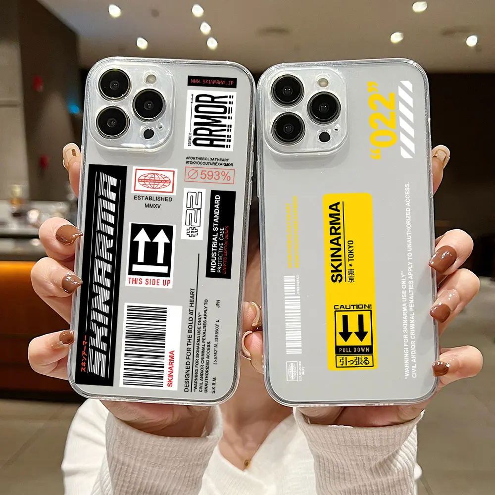 Hot Labels barcode Skinarma Phone Case For Samsung A53 A50 A12 A52 A52S A51 A72 A71 A73 A81 A91 A32 A30 4G 5G Transparent Capa