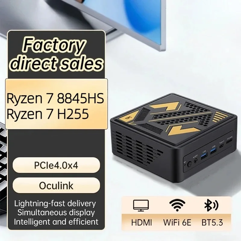 New High Performance Mini PC Gamer Gaming Mini PC  Ryzen 7 8845HS/Ryzen 7 H255 Mini NUC Gamer Computer Windows 11 WiFi6E