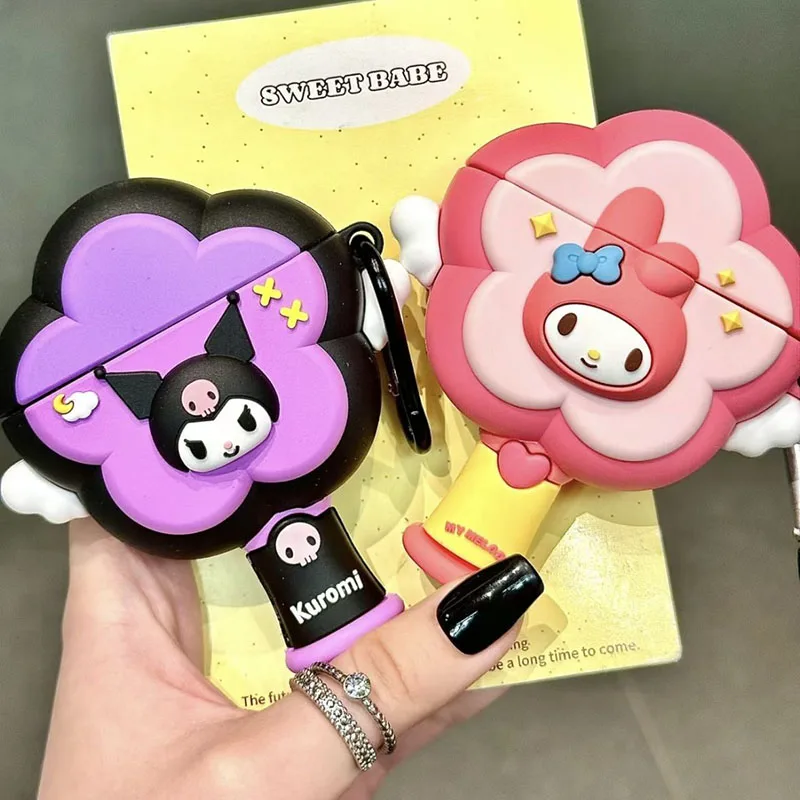 Miniso Kuromi My Melody 3D Airpods Case Cartoon Silica Gel Fall Prevention Airpods 1 2 3 Cute Anime Protectuve Covers Girl Gifts