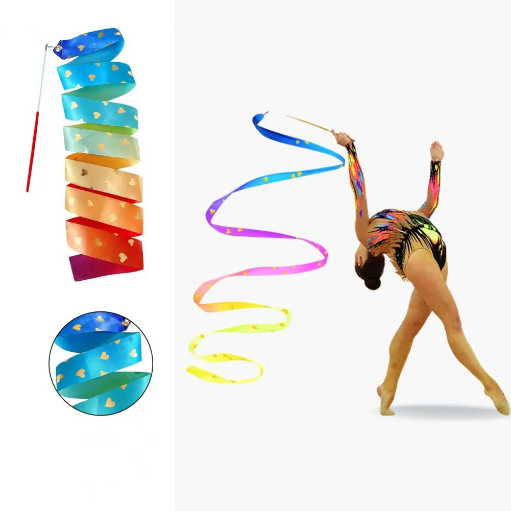 Ribbon Streamer Artistic Long Ribbon Vibrant Color Rhythmic Gymnastics Ribbon Extra Soft Smooth Flexible Dancer Wand for Kids