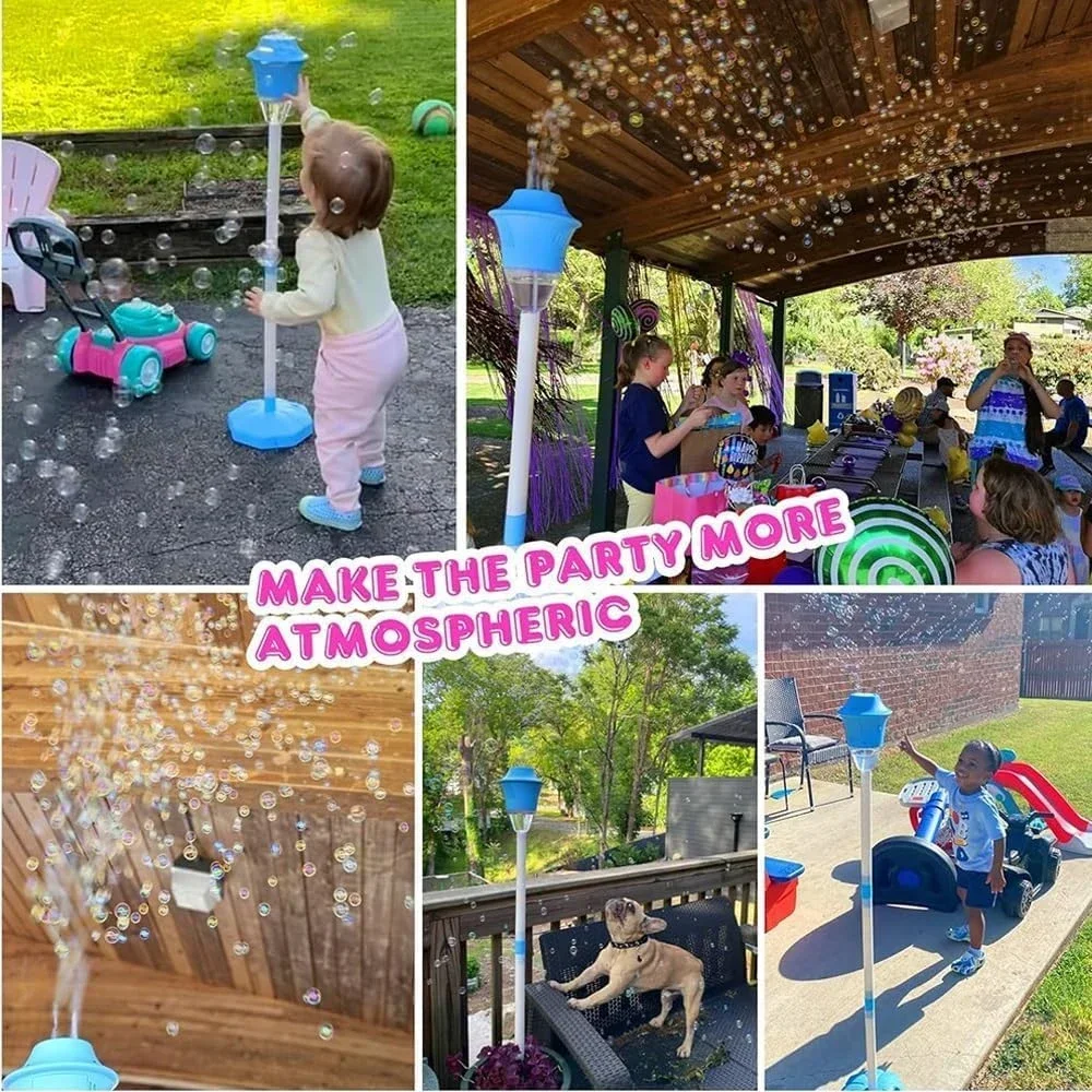 Bubble Maker Stand Machine with Lights and Music Automatic Bubble Torch Bubble Machine Toys for Wedding Birthday Outdoor Party