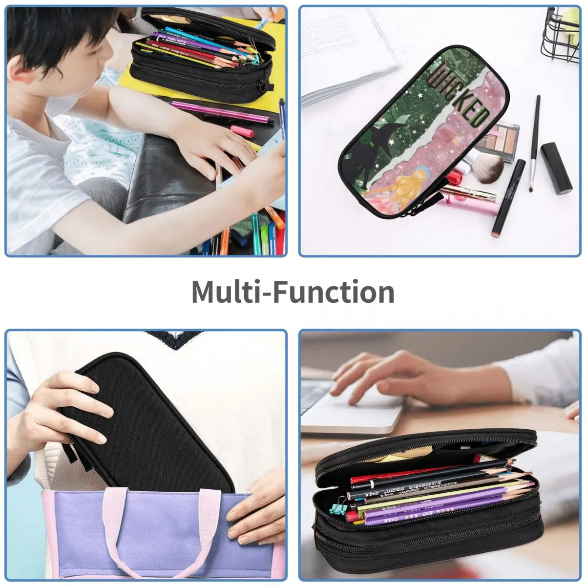 邪悪なエルファバ & グリンダトーン鉛筆ケース二層ペンボックスガールズボーイズクール大型スクール鉛筆ケース文房具