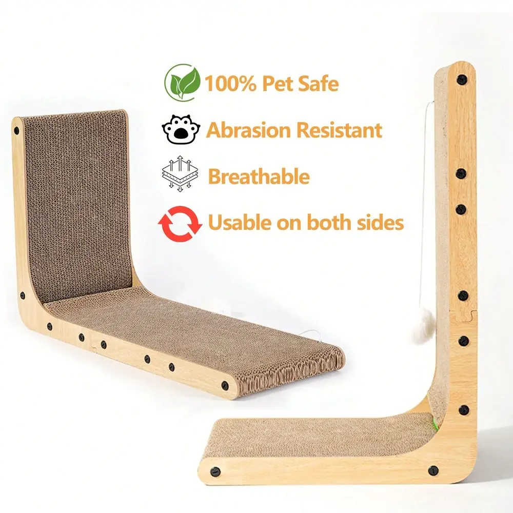 

Cardboard Cat Scratcher 23.6 Inch Board With Ball Cat Toy, WallMountable Furniture Protector Cat Scratchers For Indoor Cats, Co